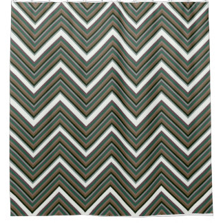Aardetoon Chevron Douchegordijn – Rustieke Zigzag