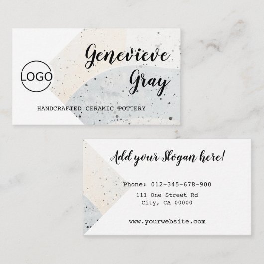 Aardewerk Handgemaakt Modern kalligrafie Script Lo Visitekaartje (Voorkant / Achterkant)