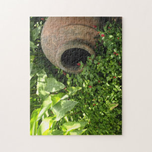 Aardewerk in de tuinpuzzel legpuzzel