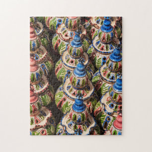 Aardewerk te koop op de markt legpuzzel
