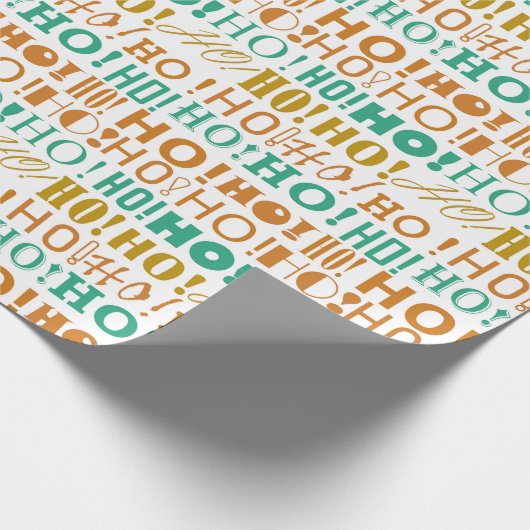 Aardgroen Sinaasappel en goud kerst HO! HO! HO! Cadeaupapier (Hoek)