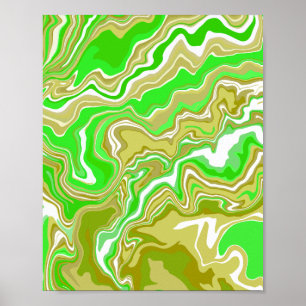 Aardgroene Vloeibare Abstracte Kunst Poster