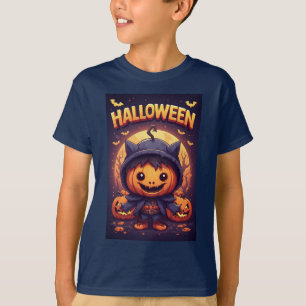 Aardig Halloween-personage in pompoenkleding T-shirt