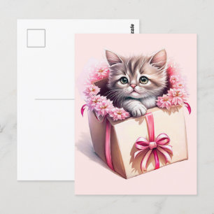 Aardig Kitten in een Doos Verjaardagscadeau Briefkaart