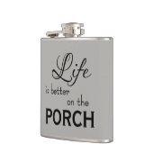 aardig LEVEN IS BETER OP DE PORCH | Heupfles (Links)