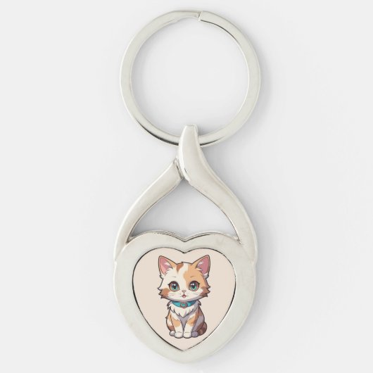 Aardig Ontwerp van een Cute Kat Sleutelhanger (Voorkant)