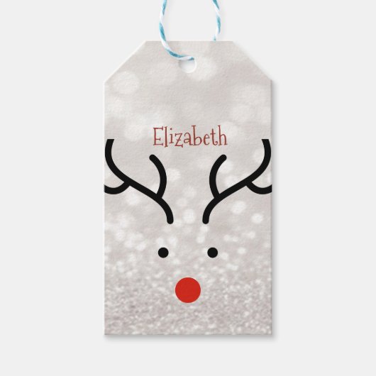 Aardig Rendiergezicht, Bokeh Cadeaulabel (Voorkant)