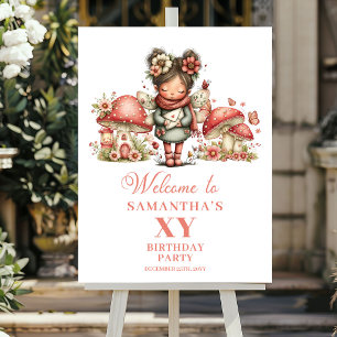 Aardig Schattig Roze Bloemen Verjaardag Welkom Bor Poster