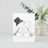 Aardig Sneeuwmannen Koppel dat Zoent Feestdagenkaart (Staand voorkant)