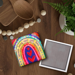 Aardig zijn voelt leuk schattig regenboog vriendel magneet