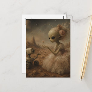 Aardige Alien en Robot Camera Fantasie Briefkaart