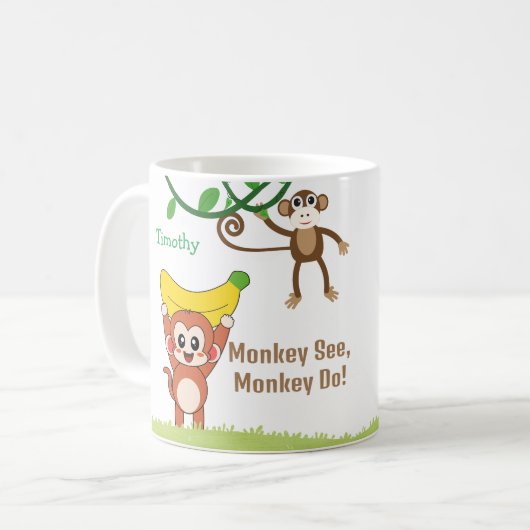 Aardige apen met grappige uitspraken Aangepaste na Koffiemok (Voorkant links)