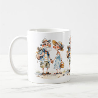 Aardige Aquarel Oudere Koppel Scene Koffiemok