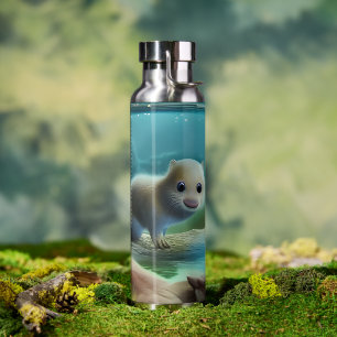 Aardige baby otter in vijver - op maat waterfles