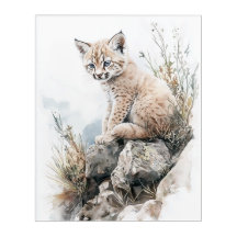 Aardige Baby Puma – Waterverf Acryl Wand