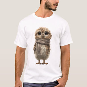Aardige babyuil in een warme winter sjaal t-shirt
