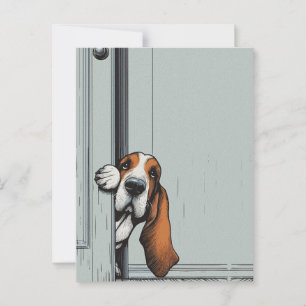 Aardige Basset Hound Hond Muurkunst Briefkaart