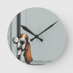 Aardige Basset Hound Hond Muurkunst Ronde Klok