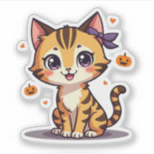 Aardige Bengaalse Kitten – Halloween Pastel Kunst Sticker (Voorkant)
