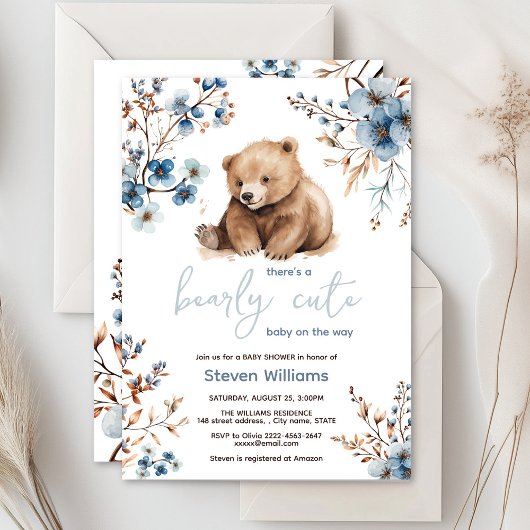 Aardige beren waterverf jongens babyshower uitnodi kaart