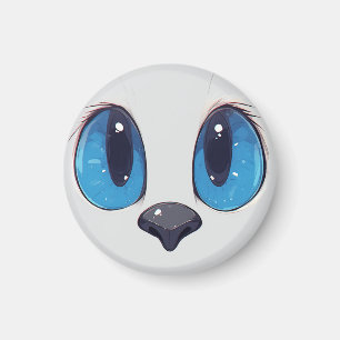 Aardige Blauwe Ogen Kat Kop Cute Kawaii Kat Ontwer Magneet