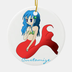 Aardige Blauweharige Zeemeermin Thunder_Cove Keramisch Ornament