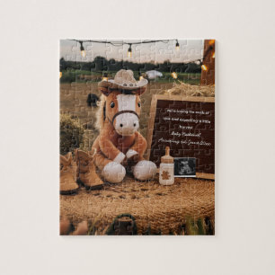Aardige boerderij-thema zwangerschapsaankondiging legpuzzel