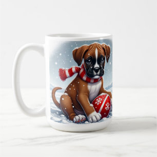 Aardige Boxer Puppy in Besneeuwde Landschap Koffiemok