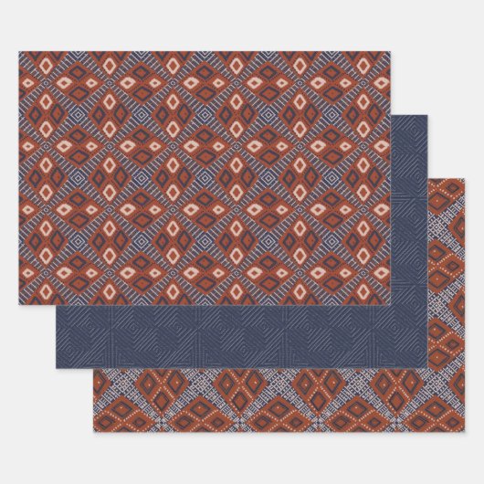Aardige browsen en blauw modderkleding inpakpapier vel (Set)