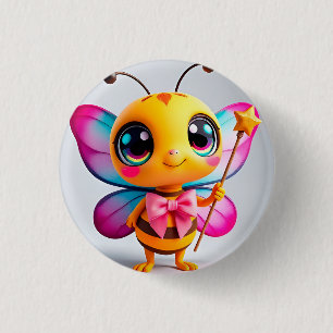 Aardige Cartoon Bij Fee Karakter Ronde Button 3,2 Cm