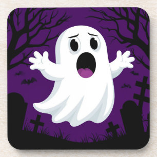 Aardige Cartoon Geest op Griezellige Halloween Bier Onderzetter