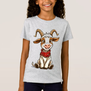 Aardige cartoon geit met rode bandana t-shirt