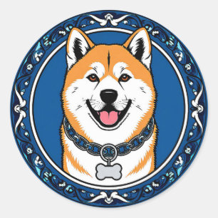 Aardige Cartoon Honden Illustratie Ronde Sticker