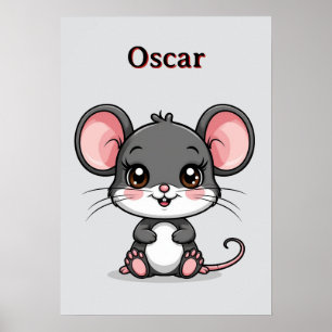 Aardige Cartoon Muis Grote Oren 🐭Kinderkamer Deco Poster