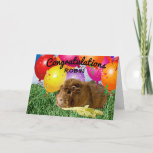 Aardige cavia en ballonnen Felicitaties Kaart