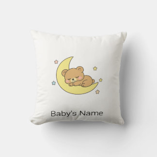 Aardige Chibi Babybeer Slapend op Maan Aangepaste Kussen