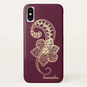 Aardige Chic Gouden Paisley -Persoonlijk gemaakt iPhone X Hoesje