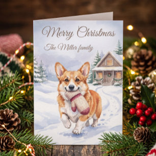 Aardige Corgi met Want Winter Kerstmis Custom Kaart