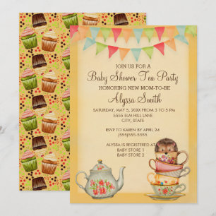 Aardige Cupcake Baby Shower Thee Feest Uitnodiging