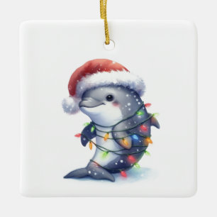 Aardige Cute Kerst Dolfijn Keramisch Ornament