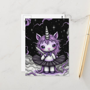 Aardige Fantasy Paarse Eenhoorn Tutu Met Mes Briefkaart