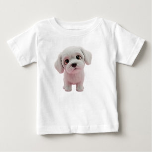 Aardige Fluffy Witte Puppy met Grote Ogen Digitaal