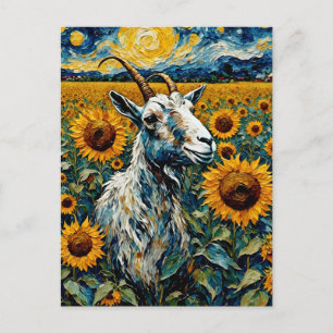 Aardige geit in de zonnebloemen briefkaart