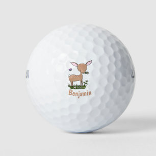 Aardige gelukkige baby hert cartoon illustratie golfballen