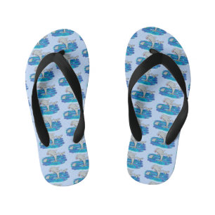 Aardige gelukkige dolfijnen cartoonillustratie kinder teenslippers