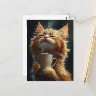 Aardige Gelukkige Sinaasappel Kleurige Kitten Met Briefkaart