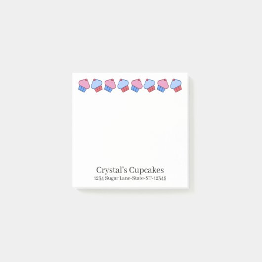 Aardige gepersonaliseerde cupcake post-it® notes (Voorkant)