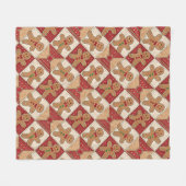 Aardige Gingerman Patchwork Kerstmis Fleece Deken (Voorkant (Horizontaal))