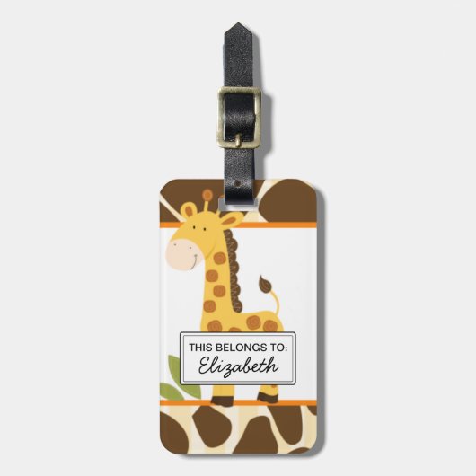 Aardige Giraffe Aanpasbare Bagage Label (Voorkant verticaal)