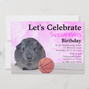 Aardige grijze cavia basketbal aangepaste feestuit kaart